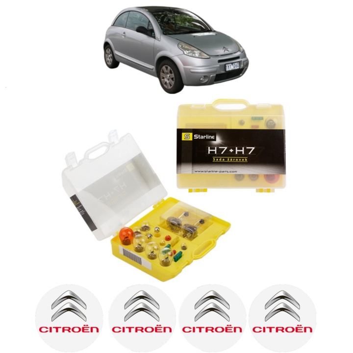 Kit trusa Set becuri H7 compatibila cu CITROEN C3 Pluriel (HB_) din 2003-2004, bec far, semnalizare, pozitie, iluminare numar, frana, plafoniera, stop frana