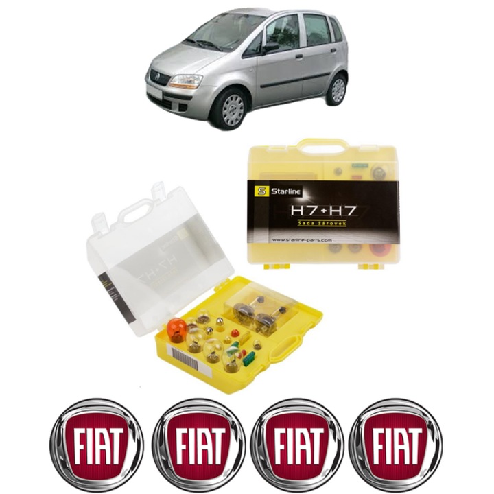 Kit trusa Set becuri H7 compatibila cu FIAT IDEA Van (350_) din 2004-2012, bec far, semnalizare, pozitie, iluminare numar, frana, plafoniera, stop frana
