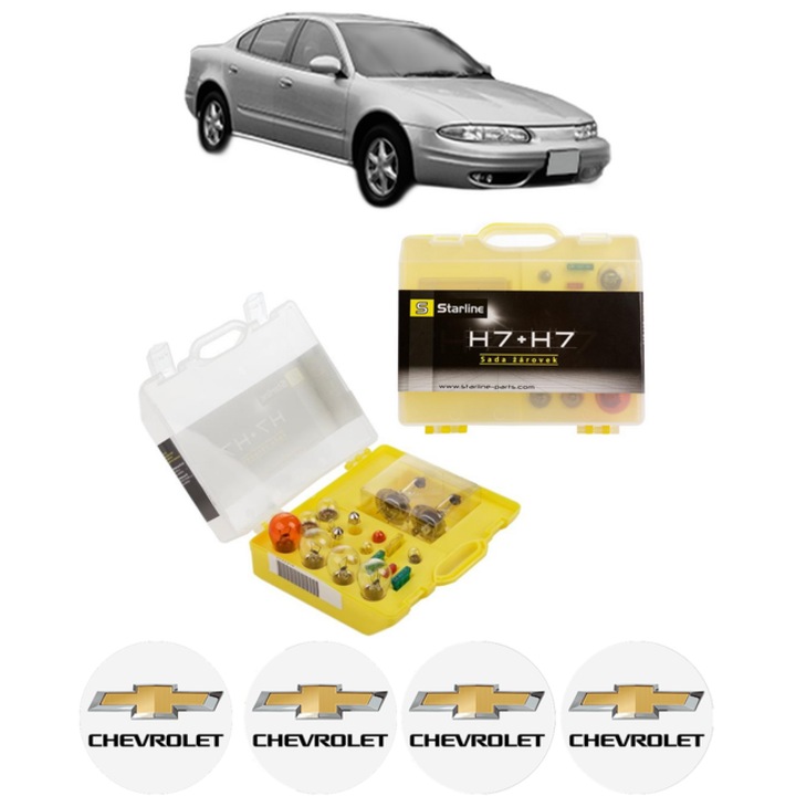 Kit trusa Set becuri H7 compatibila cu CHEVROLET ALERO din 1999-2004, bec far, semnalizare, pozitie, iluminare numar, frana, plafoniera, stop frana