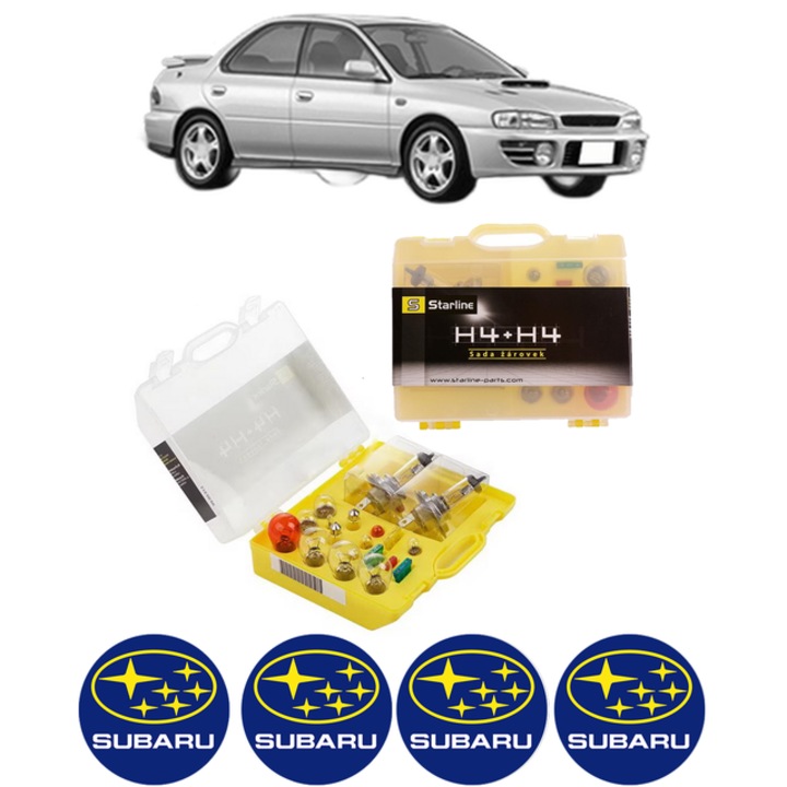 Kit trusa Set becuri H4 compatibila cu SUBARU IMPREZA Saloon (GC) din 1992-2000, bec far, semnalizare, pozitie, iluminare numar, frana, plafoniera, stop frana