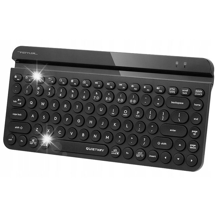 Tastatura wireless A4-TECH FBK30, Bluetooth si 2,4 GHz, design retro, neagra, 155x315x24mm