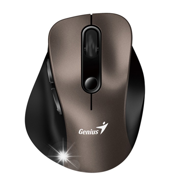 Ергономична безжична мишка Genius Ergo 9000S, 2400 DPI, черно-кафяв цвят, Bluetooth и 2,4 GHz свързаност