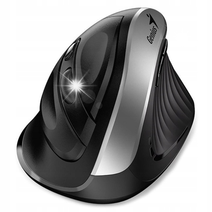 Вертикална мишка Ergo 8250S, 1600 DPI, безжична, черно-сребриста, 111,2x78,3x73,8 мм
