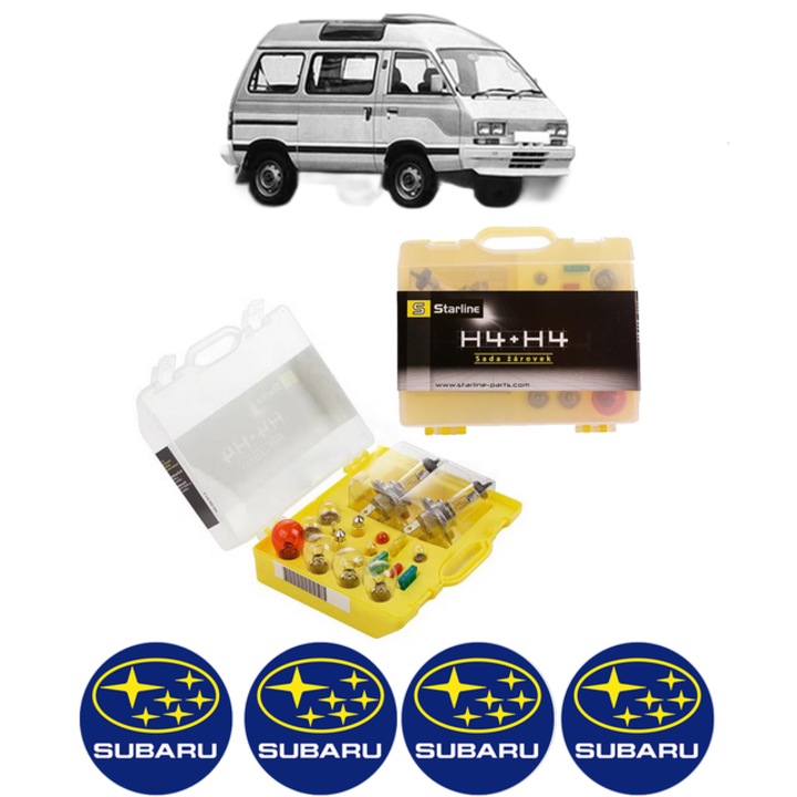 Kit trusa Set becuri H4 compatibila cu SUBARU LIBERO Bus (E10, E12) din 1983-2000, bec far, semnalizare, pozitie, iluminare numar, frana, plafoniera, stop frana