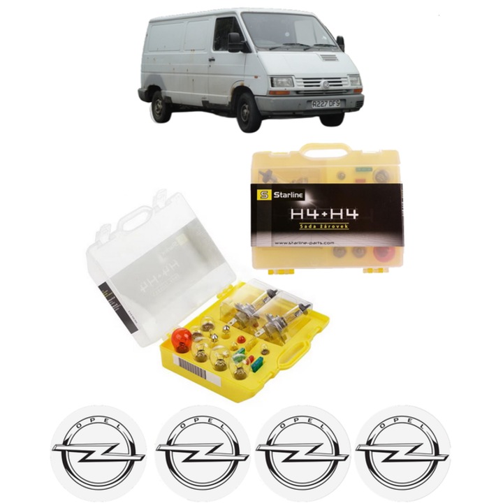 Kit trusa Set becuri H4 compatibila cu OPEL ARENA Van (TB, TF) din 1998-2001, bec far, semnalizare, pozitie, iluminare numar, frana, plafoniera, stop frana