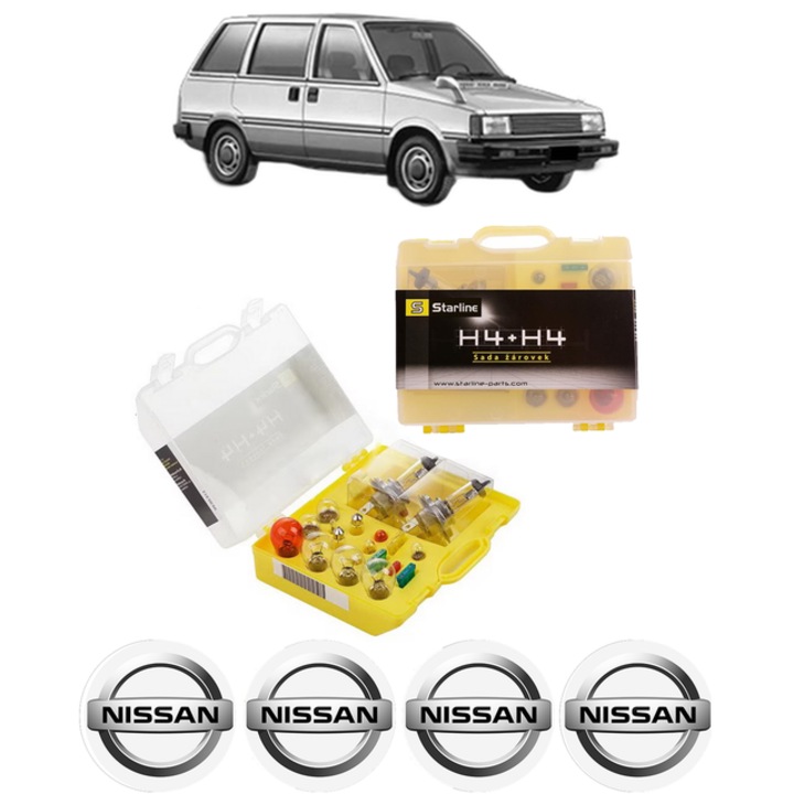 Kit trusa Set becuri H4 compatibila cu NISSAN PRAIRIE (M10, NM10) din 1983-1988, bec far, semnalizare, pozitie, iluminare numar, frana, plafoniera, stop frana