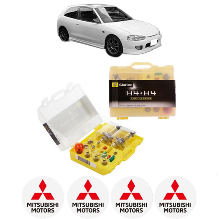 Kit trusa Set becuri H4 compatibila cu MITSUBISHI COLT V (CJ_, CP_) din 1996-2003, bec far, semnalizare, pozitie, iluminare numar, frana, plafoniera, stop frana