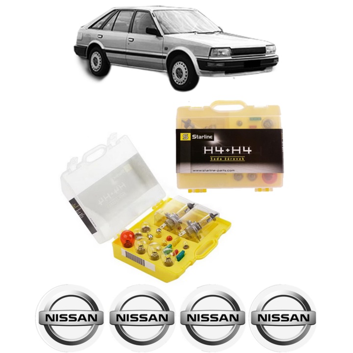 Kit trusa Set becuri H4 compatibila cu NISSAN BLUEBIRD Hatchback (T72, T12) din 1985-1991, bec far, semnalizare, pozitie, iluminare numar, frana, plafoniera, stop frana