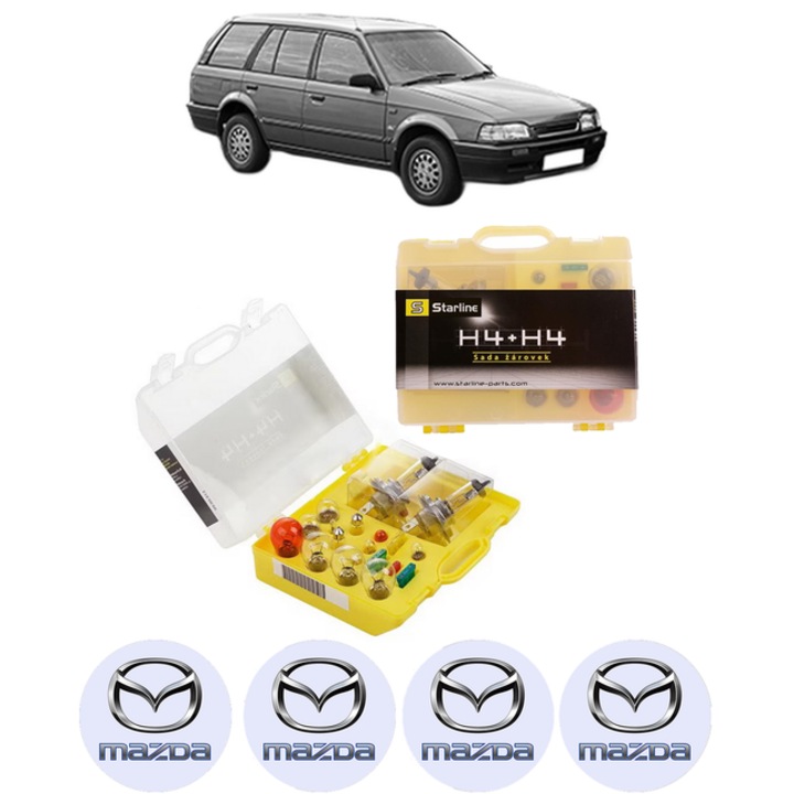Kit trusa Set becuri H4 compatibila cu MAZDA 323 III Station Wagon (BW) din 1986-1995, bec far, semnalizare, pozitie, iluminare numar, frana, plafoniera, stop frana