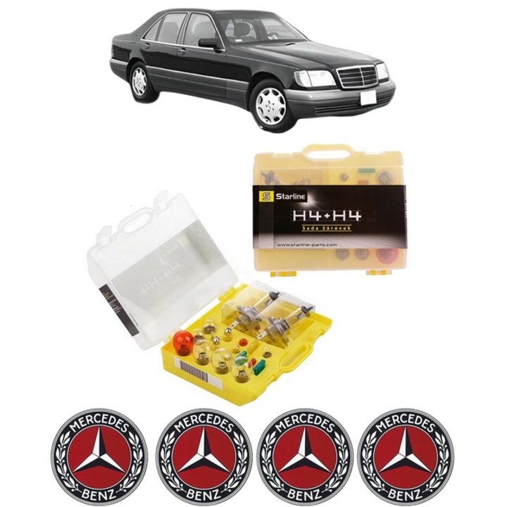Kit trusa Set becuri H4 compatibila cu MERCEDES-BENZ S-CLASS (W140) din 1991-1998, bec far, semnalizare, pozitie, iluminare numar, frana, plafoniera, stop frana
