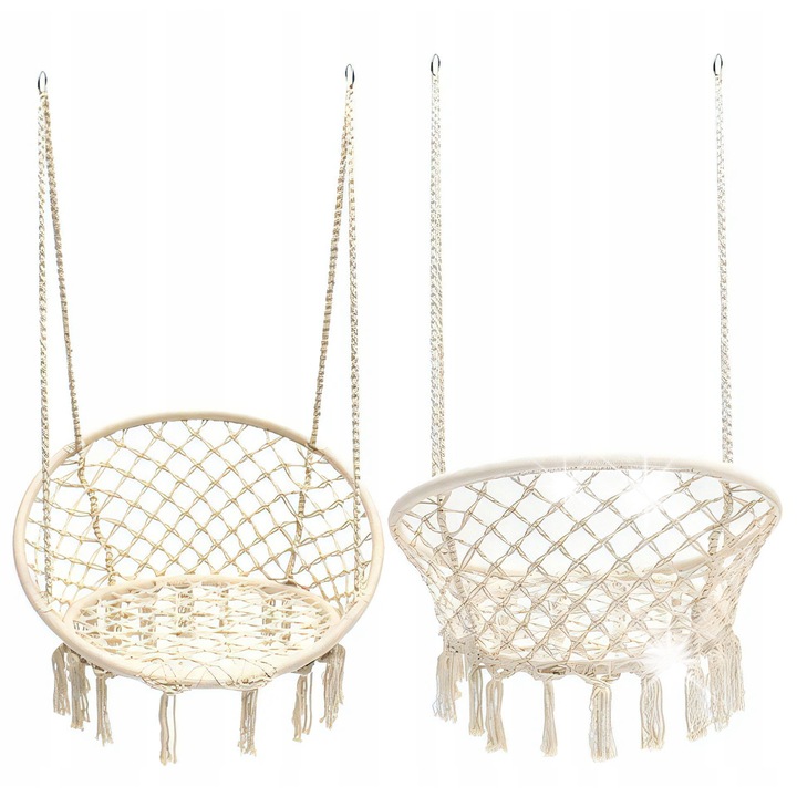 Висящ стол Бохо, екрю, 105x80x80см, комплект със защитно покритие, максимално натоварване 150кг