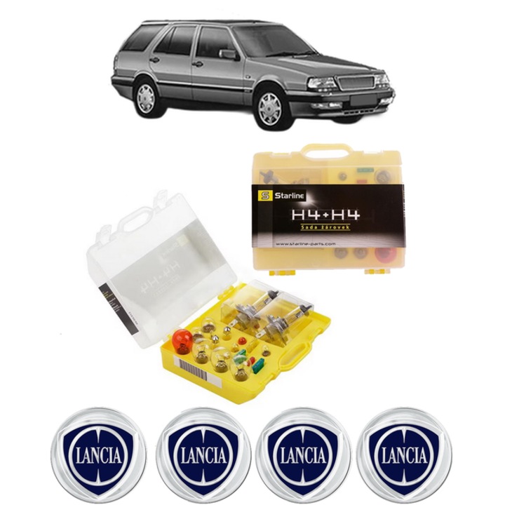 Kit trusa Set becuri H4 compatibila cu LANCIA THEMA SW (834_) din 1987-1994, bec far, semnalizare, pozitie, iluminare numar, frana, plafoniera, stop frana