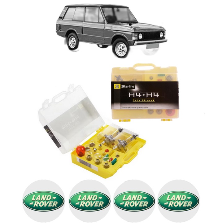 Kit trusa Set becuri H4 compatibila cu LAND ROVER RANGE ROVER I din 1970-1994, bec far, semnalizare, pozitie, iluminare numar, frana, plafoniera, stop frana