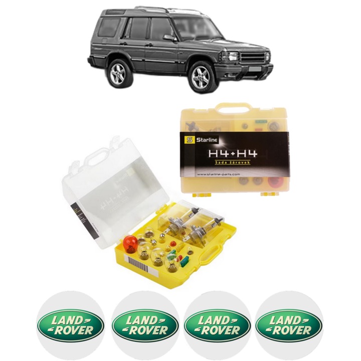 Kit trusa Set becuri H4 compatibila cu LAND ROVER DISCOVERY II (L318) din 1998-2004, bec far, semnalizare, pozitie, iluminare numar, frana, plafoniera, stop frana
