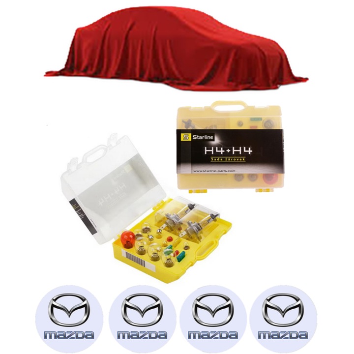 Kit trusa Set becuri H4 compatibila cu MAZDA BT-50 II Pickup (B22, B32, UP, UR) din 2012, bec far, semnalizare, pozitie, iluminare numar, frana, plafoniera, stop frana