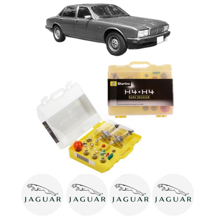 Kit trusa Set becuri H4 compatibila cu JAGUAR XJ (XJ40, XJ81) din 1986-1994, bec far, semnalizare, pozitie, iluminare numar, frana, plafoniera, stop frana