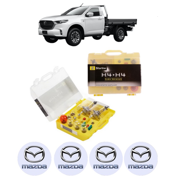 Kit trusa Set becuri H4 compatibila cu MAZDA BT-50 Platform/Chassis (CD, UN) din 2006, bec far, semnalizare, pozitie, iluminare numar, frana, plafoniera, stop frana