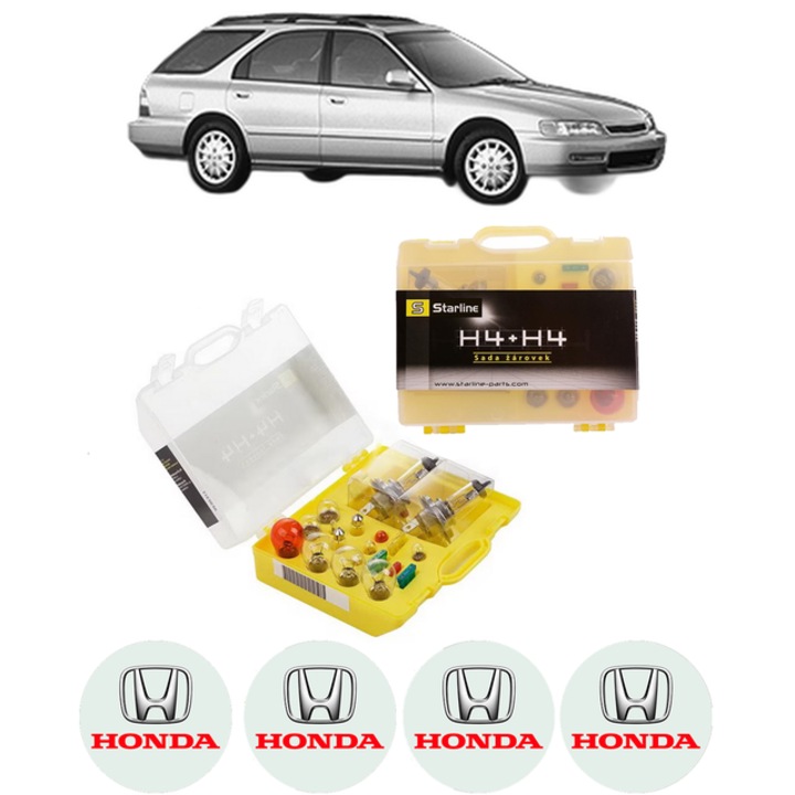 Kit trusa Set becuri H4 compatibila cu HONDA ACCORD IV Aerodeck (CB) din 1991-1993, bec far, semnalizare, pozitie, iluminare numar, frana, plafoniera, stop frana