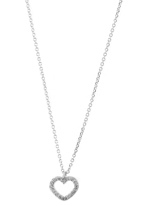 Colier din aur alb 9 carate cu inima