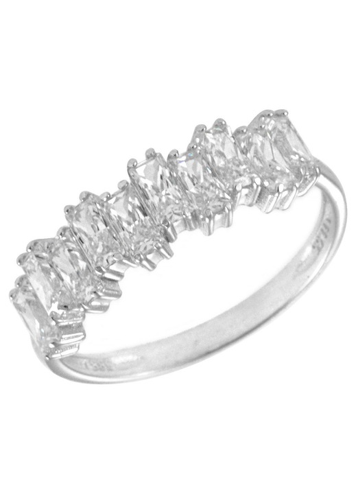 Inel din aur alb de 9 carate cu zirconii