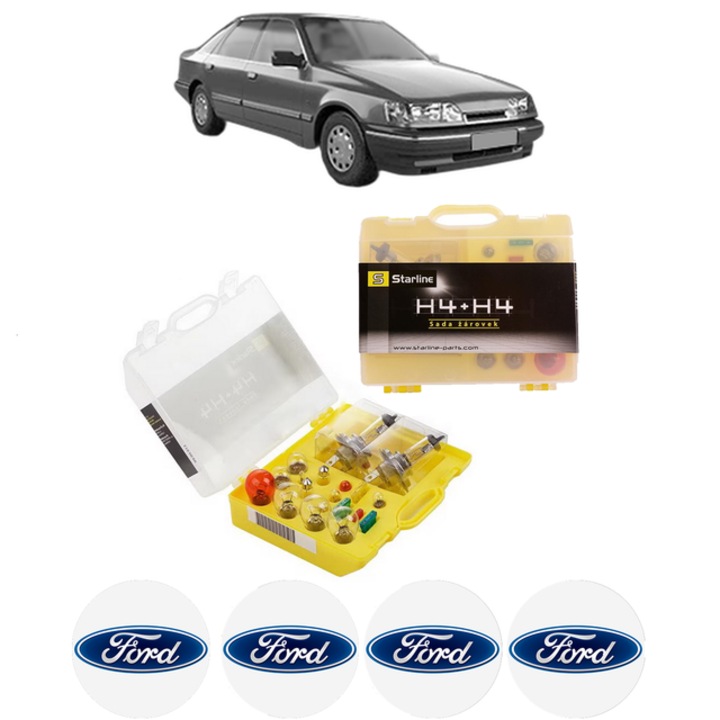 Kit trusa Set becuri H4 compatibila cu FORD SCORPIO I (GAE, GGE) din 1985-1994, bec far, semnalizare, pozitie, iluminare numar, frana, plafoniera, stop frana