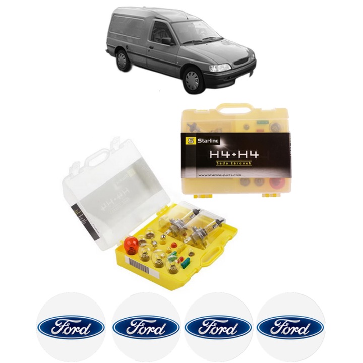 Kit trusa Set becuri H4 compatibila cu FORD ESCORT V Express (AVF) din 1990-1994, bec far, semnalizare, pozitie, iluminare numar, frana, plafoniera, stop frana