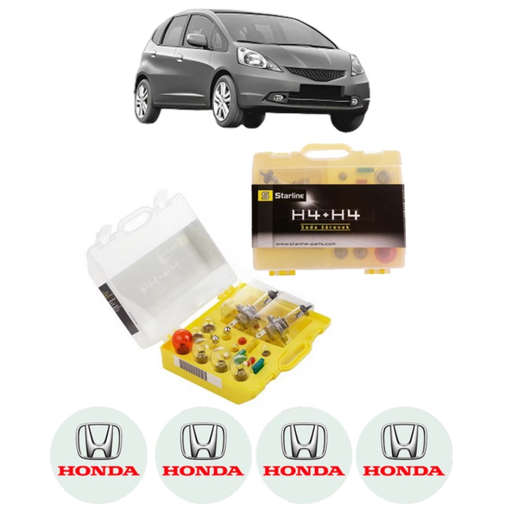 Kit trusa Set becuri H4 compatibila cu HONDA JAZZ III (GE_, GG_, GP_, ZA_) din 2008-2015, bec far, semnalizare, pozitie, iluminare numar, frana, plafoniera, stop frana