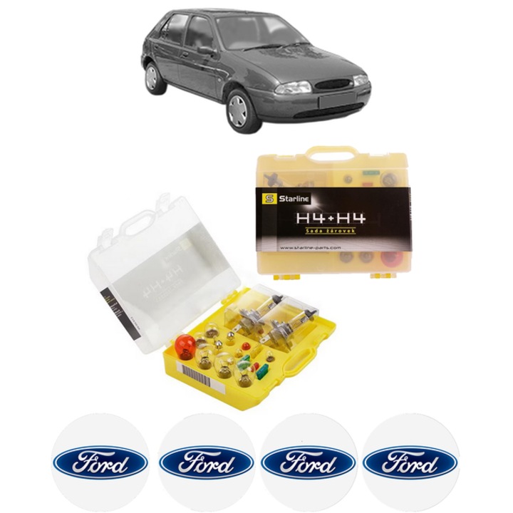 Kit trusa Set becuri H4 compatibila cu FORD FIESTA IV (JA_, JB_) din 1995-2002, bec far, semnalizare, pozitie, iluminare numar, frana, plafoniera, stop frana
