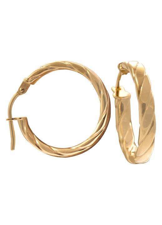 Cercei aurii, aur 9k, cu design striat, bijuterii dama