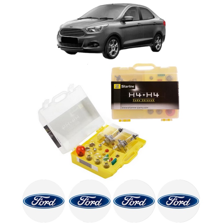 Kit trusa Set becuri H4 compatibila cu FORD KA+ III Saloon (TK, FK) din 2016, bec far, semnalizare, pozitie, iluminare numar, frana, plafoniera, stop frana