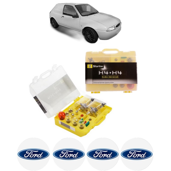 Kit trusa Set becuri H4 compatibila cu FORD FIESTA Hatchback Van (JV_) din 1998-2003, bec far, semnalizare, pozitie, iluminare numar, frana, plafoniera, stop frana