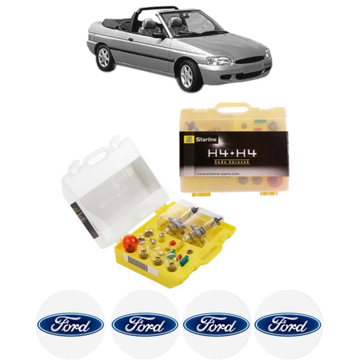 Kit trusa Set becuri H4 compatibila cu FORD ESCORT VI Convertible (ALL) din 1995-2000, bec far, semnalizare, pozitie, iluminare numar, frana, plafoniera, stop frana