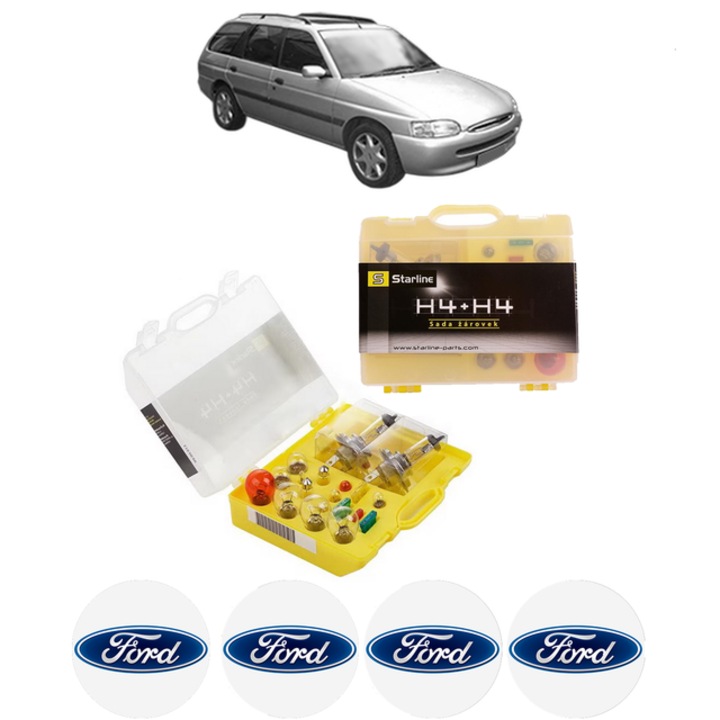 Kit trusa Set becuri H4 compatibila cu FORD ESCORT VI Turnier (GAL, ANL) din 1995-1999, bec far, semnalizare, pozitie, iluminare numar, frana, plafoniera, stop frana