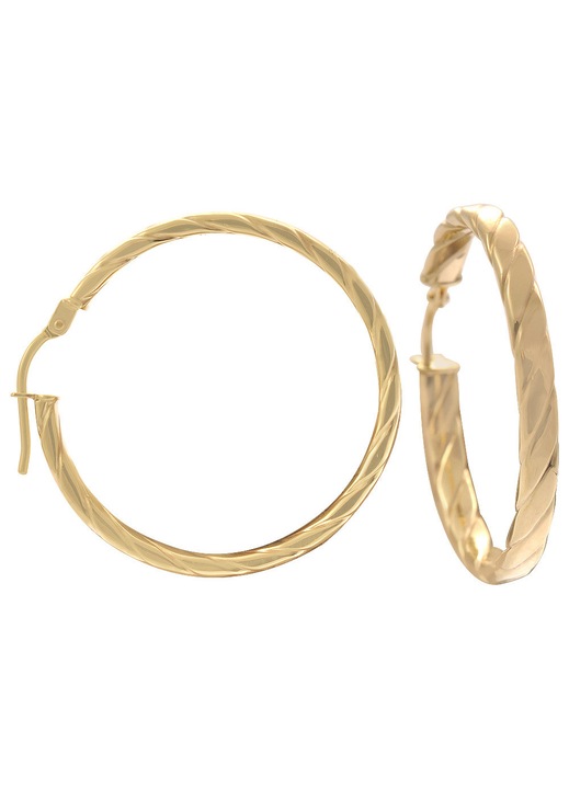 Cercei aurii, aur 9k, cu design striat, bijuterii dama