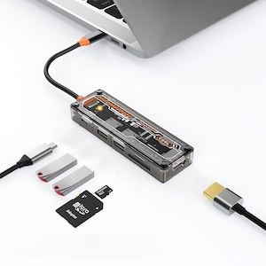 Hub USB-C, statie de andocare 6-in-1, HDMI 4K, 100W Power Delivery, 1 port USB 3.0, 1 port USB 2.0, SD, TF, pentru laptopuri Type C