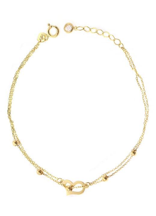 Bratara, aur 9 karate, cu inima, auriu