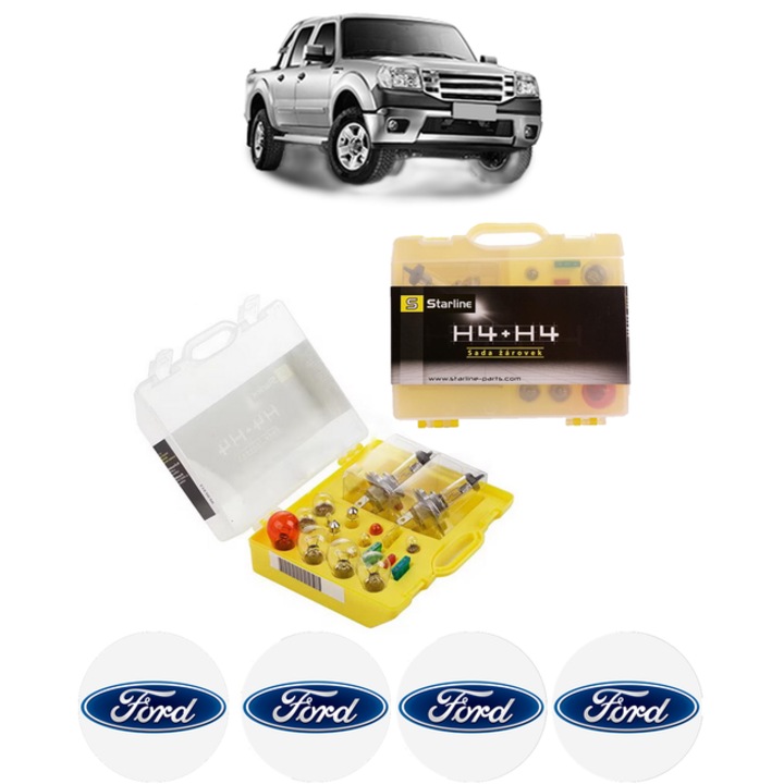 Kit trusa Set becuri H4 compatibila cu FORD RANGER (TKE) din 2011-2021, bec far, semnalizare, pozitie, iluminare numar, frana, plafoniera, stop frana