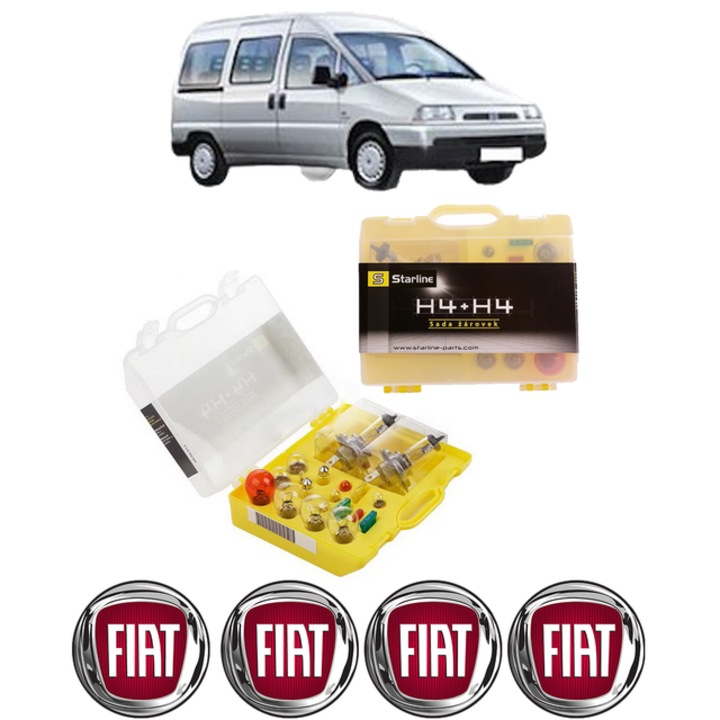 Kit trusa Set becuri H4 compatibila cu FIAT SCUDO Bus (270_, 272_) din 2007-2016, bec far, semnalizare, pozitie, iluminare numar, frana, plafoniera, stop frana