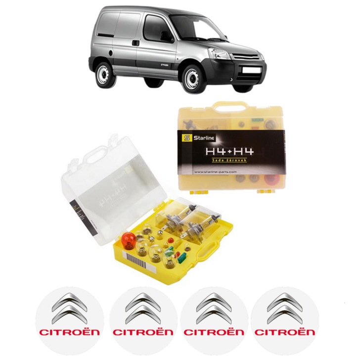Kit trusa Set becuri H4 compatibila cu CITROEN BERLINGO / BERLINGO FIRST Box Body/MPV (M_) din 1996-2011, bec far, semnalizare, pozitie, iluminare numar, frana, plafoniera, stop frana