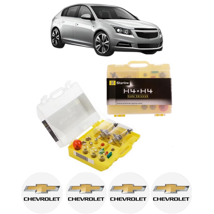 Kit trusa Set becuri H4 compatibila cu CHEVROLET CRUZE Hatchback (J305) din 2011-2015, bec far, semnalizare, pozitie, iluminare numar, frana, plafoniera, stop frana
