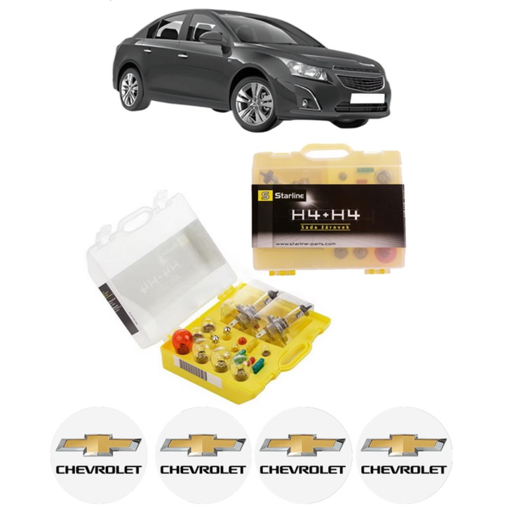 Kit trusa Set becuri H4 compatibila cu CHEVROLET CRUZE (J300) din 2009-2013, bec far, semnalizare, pozitie, iluminare numar, frana, plafoniera, stop frana