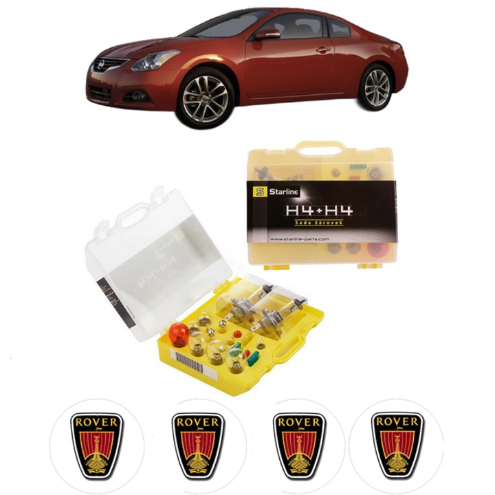 Kit trusa Set becuri H4 compatibila cu ROVER COUPE din 1996-1999, bec far, semnalizare, pozitie, iluminare numar, frana, plafoniera, stop frana