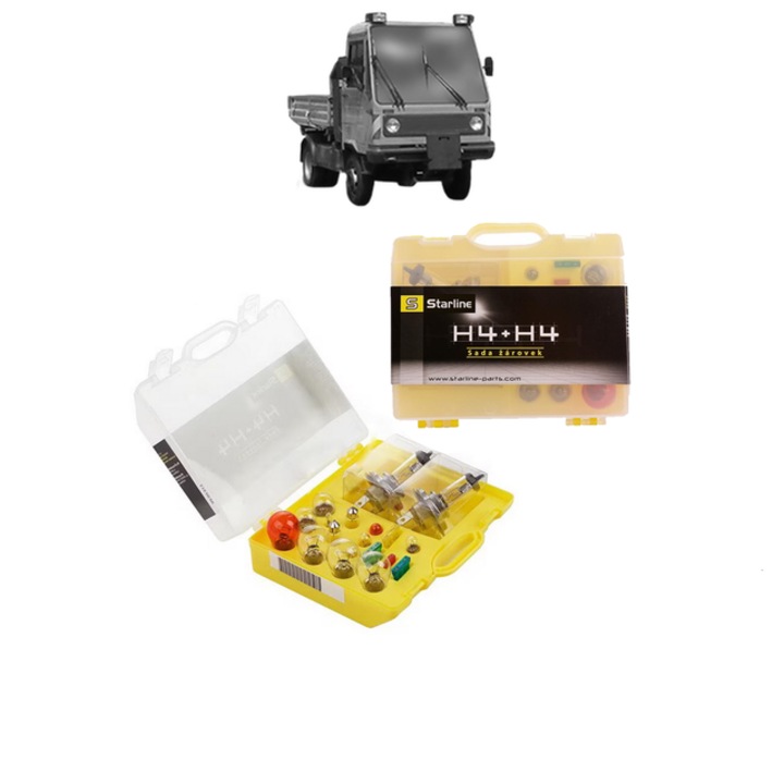 Kit trusa Set becuri H4 compatibila cu MULTICAR M26 din 1992-2006, bec far, semnalizare, pozitie, iluminare numar, frana, plafoniera, stop frana