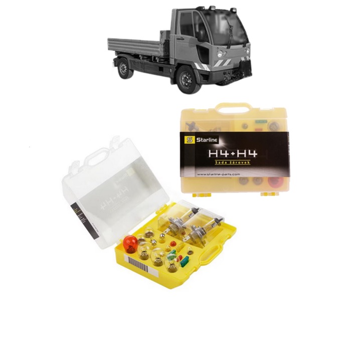 Kit trusa Set becuri H4 compatibila cu MULTICAR Fumo din 2001, bec far, semnalizare, pozitie, iluminare numar, frana, plafoniera, stop frana