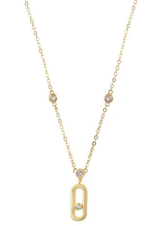 Colier din argint 925 placat cu aur, design modern, bijuterii dama