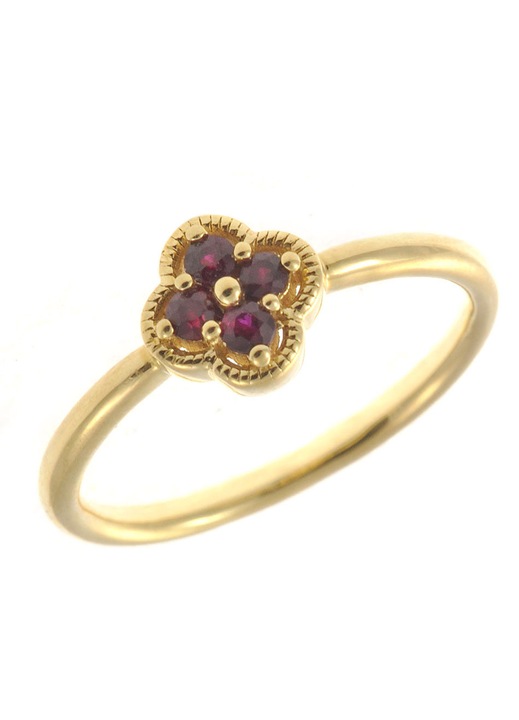 Pandantiv aur 18K cu patru rubine, floral, galben, mic