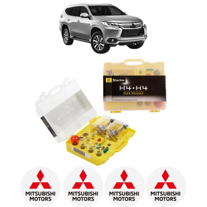 Kit trusa Set becuri H4 compatibila cu MITSUBISHI PAJERO SPORT III (KS_) din 2015, bec far, semnalizare, pozitie, iluminare numar, frana, plafoniera, stop frana