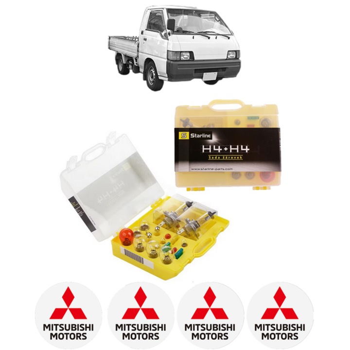 Kit trusa Set becuri H4 compatibila cu MITSUBISHI L 300 III Platform/Chassis (P1_T ) din 1994-2000, bec far, semnalizare, pozitie, iluminare numar, frana, plafoniera, stop frana