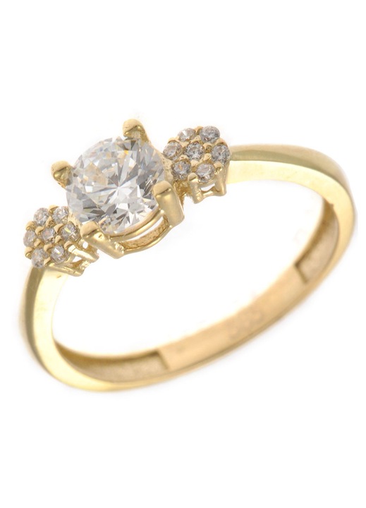 Inel din aur de 14 carate cu zircon si pietre, bijuterii dama