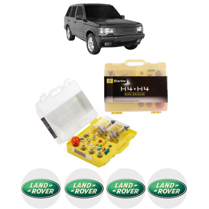 Kit trusa Set becuri H4 compatibila cu LAND ROVER RANGE ROVER II (P38A) din 1994-2002, bec far, semnalizare, pozitie, iluminare numar, frana, plafoniera, stop frana